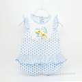 reliable 100% cotton comfortable blue and purple round dot lovely bird pattern babyclothes